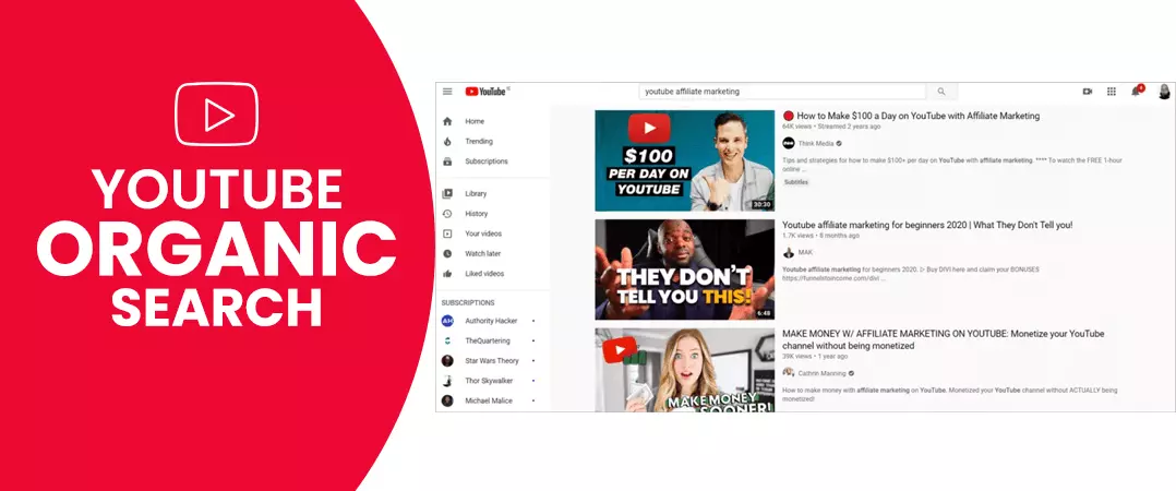 YouTube organic search
