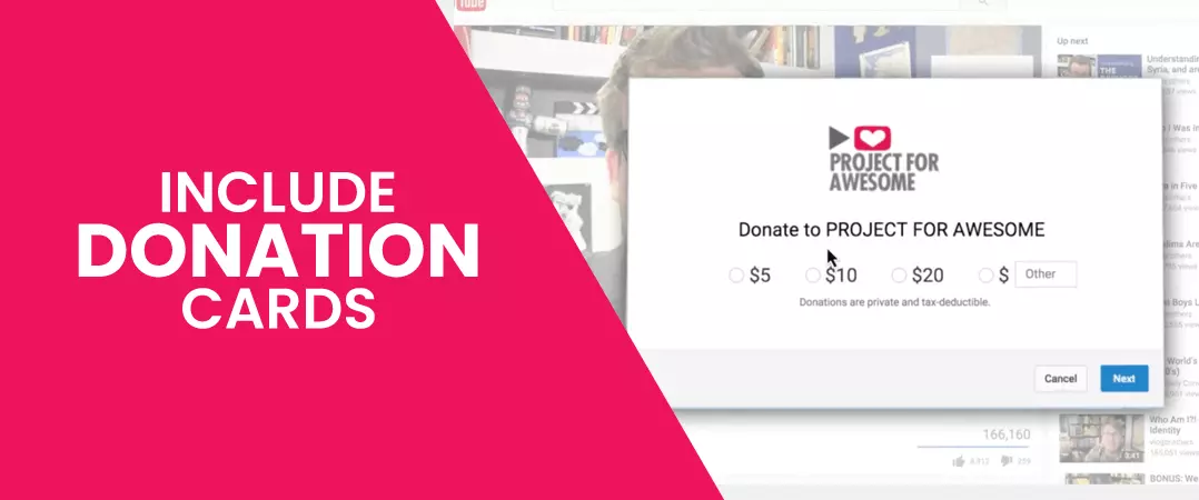 How to Include donation card in fundraising video