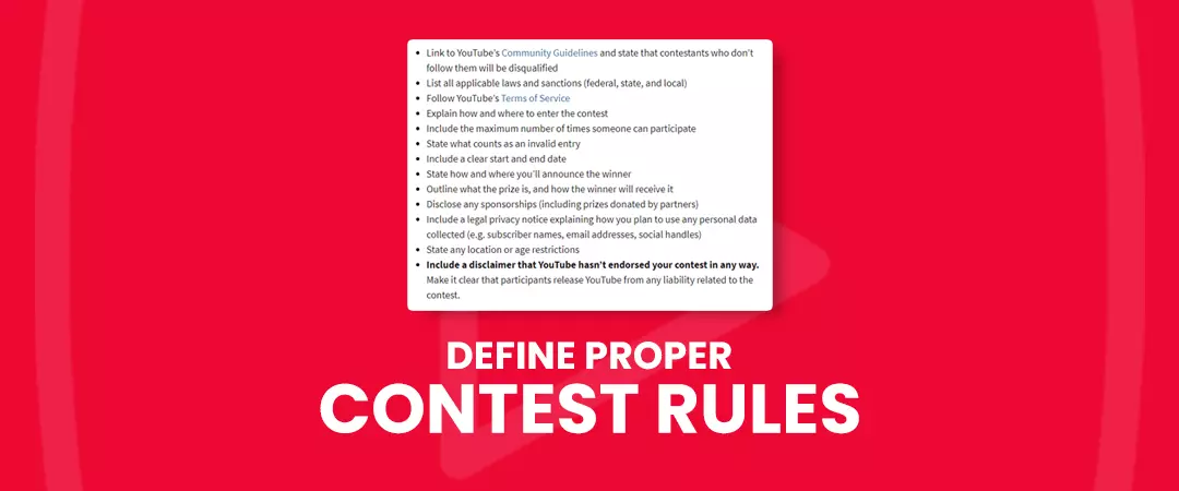Rules for YouTube contest