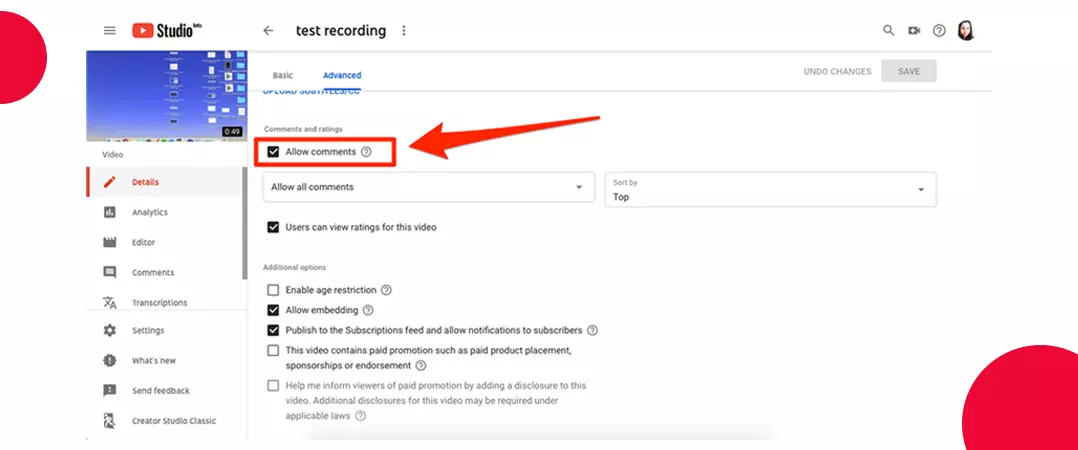 How to turn on Comments in YouTube