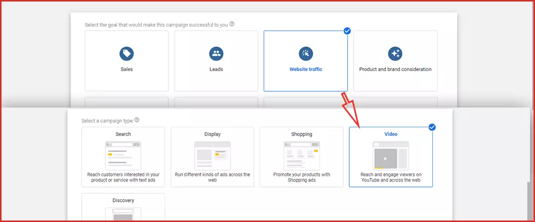 YouTube Ad campaign type