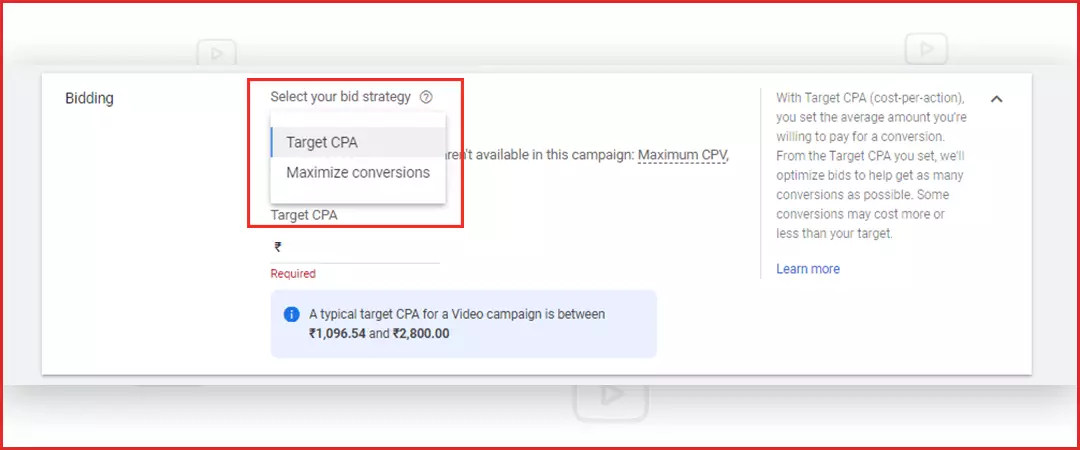 YouTube ad bid strategy