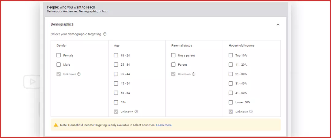 YouTube ads demographics