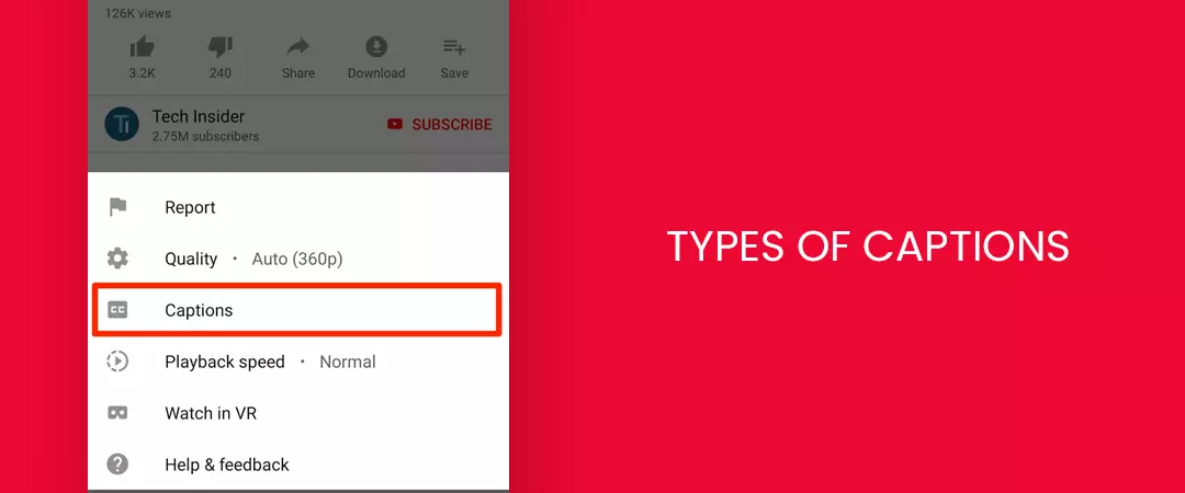 Types of captions