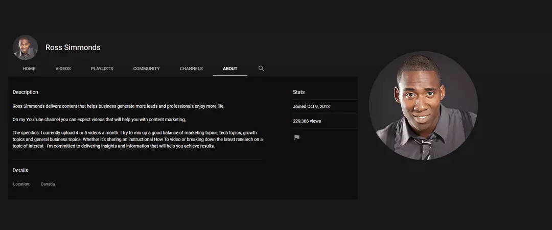 Ross Simmonds video description