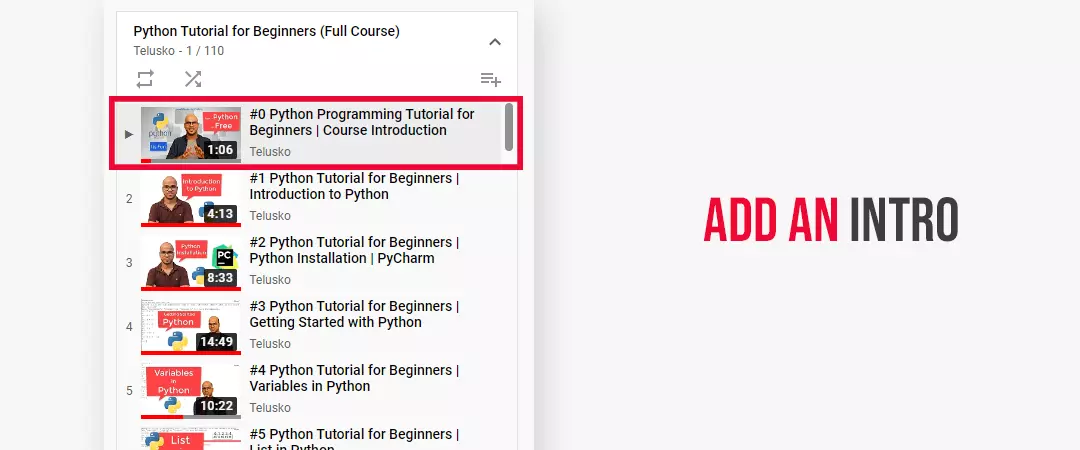 introduction for Youtube playlists