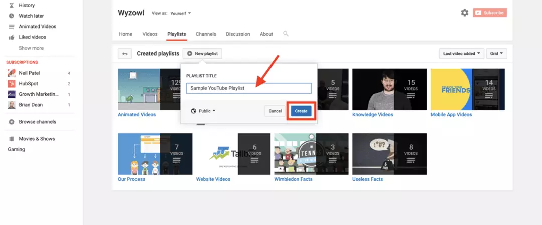 YouTube playlist title
