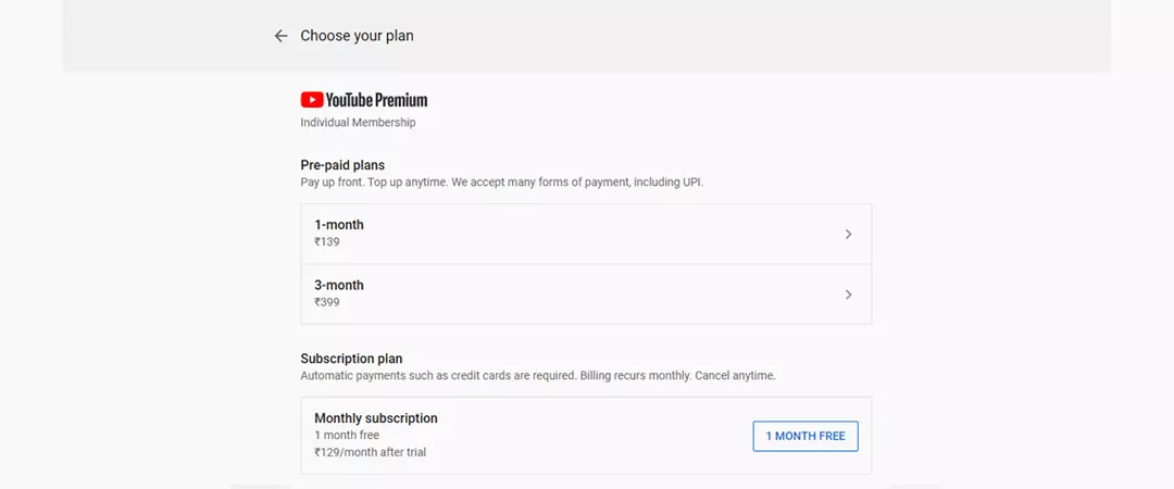how to sign up for YouTube premium