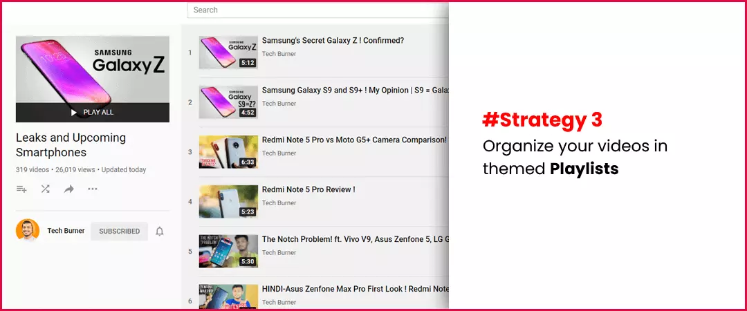 Organize videos in themed playlist